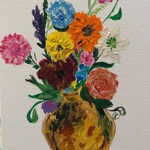 Colorful Floral Painting on Canvas